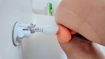 Preview 2 of Asting Amateur - I caught my wife masturbating in the shower with her big dildo.