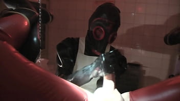 Preview 3 of Smoll Kutt Sex - Rubbernurse Agnes - black nurse dress with gasmask,  handjob,  anal fisting,  cum