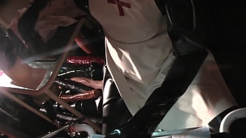 Preview 1 of Smoll Kutt Sex - Rubbernurse Agnes - black nurse dress with gasmask,  handjob,  anal fisting,  cum
