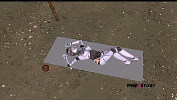 Preview 1 of Tyv Cuties - An animated 3D cartoon Threesome porn video of a cute Robot Sexbot girl giving blowjob to a man same time getting fucked in doggy style by a girl using strapon.