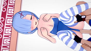Preview 2 of Mian Khalifa Sexy Videos - Rem follada usando su traje de ba&ntilde_o (re-zero)