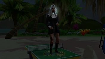 Preview 1 of Milk Katie Thornton - Nun at Beach