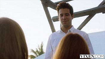 Preview 2 of Gonzo Sex Son - VIXEN Gorgeous redheads seduce bartender while on vacation
