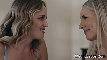 Preview 1 of Indian Boobs Milk Press - Sexy blonde lesbian MILF seduced for a wet fuck by curly teen - Bunny Madison,  Charlie Forde