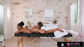 Preview 3 of Kanda Xx - ALL GIRL MASSAGE - Sexy Jenna Sativa Do Hard Scissoring During Massage With Her Client Jenna Foxx