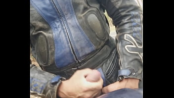Preview 2 of Public Jepang Train - 4th wank of the day,  while riding all leathered up