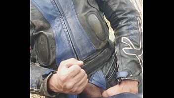 Preview 1 of Public Jepang Train - 4th wank of the day,  while riding all leathered up