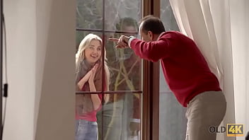 Preview 1 of Stodnt Stodent Say - OLD4K. Beautiful gal rewards caring old stranger with awesome sex