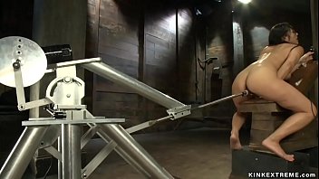 Preview 4 of Throatpie Puke - Busty stunning babe machine fucked