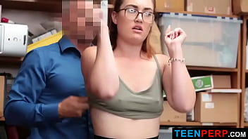 Preview 1 of Gangbang Blasteran India - Mall Guard Punishes Hot Teen With Glasses Caught Stealing in CCTV