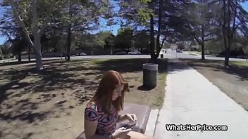 Preview 1 of Jenn Pov 3 - Fucking broke redhead teen for cash on a tennis court