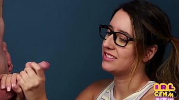 Preview 2 of Solov - HJ and BJ CFNM chick jerks and wanks BF till cumshot