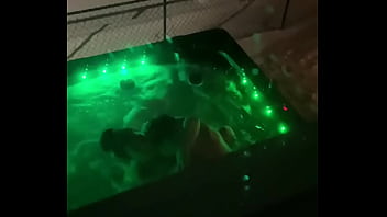 Preview 1 of Hand Job And Cumshot Milf - Amateur hotwife fucks in hot tub