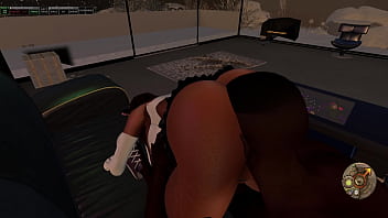 Preview 1 of Berazz Mom - Second Life Black man fucks asian woman on a couch