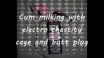 Preview 1 of Xxx Iran - Cum milking with electro chastity cage and butt plug