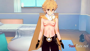 Preview 1 of Kannada Oil - Genshin Impact Yaoi Hentai - Aether and Diluc Having Sex - Twink anime characters Part 1/2