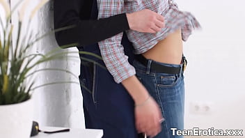 Preview 1 of Milfs Leather - Cute Teen Ria Rox Satisfies Her BF by Taking Dick in Every Hole