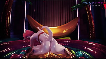 Preview 1 of Bukavideo - Monster girl slides on dildo in the pool