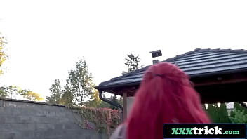 Preview 2 of Tube Amateur Dumpster - Bored Suburban Huge Tits Beauty Hops On Stranger&#039_s Big Cock For Cash