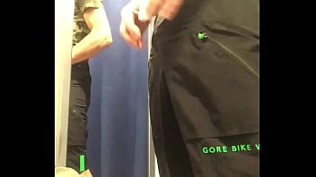 Preview 2 of Sunny Leon Fucking Cry - Dare: Trying on cycling pants in a department store fitting room with my cock locked in chastity.