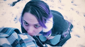 Preview 3 of Fadaex - Public blowjob in the snow in the city park