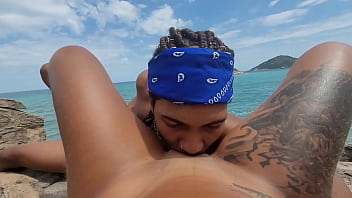 Preview 1 of O May Dad - Tatuada Gostosa Dar Sem Camisinha Na Pedra da Praia de Nudismo Rio De Janeiro Brazil
