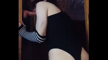 Preview 2 of Komplek Indo - Femboy in leotard cums during blowjob