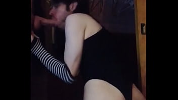Preview 1 of Komplek Indo - Femboy in leotard cums during blowjob