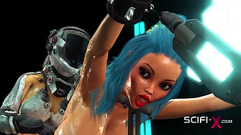 Preview 4 of Large Dick Club - Sci-Fi fuck machine. Futa sex android plays with a sexy horny hottie in the space station