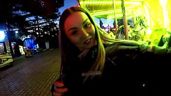 Preview 1 of 17 Years Saxy Vidio - Blowjob in amusement park,  then quick standing fuck just after back home