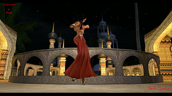 Preview 3 of Breast Pierced Hook - FANTASY GIRL RED BELLY DANCER