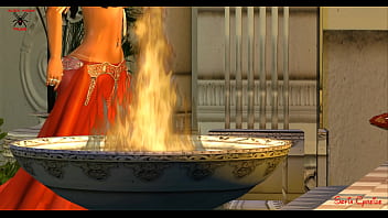 Preview 4 of Breast Pierced Hook - FANTASY GIRL RED BELLY DANCER