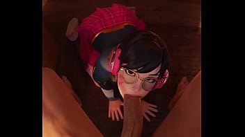 Preview 1 of Drunk Tied Tube Rape - School-Girl D.va Sucks Cock Then Gets Facial