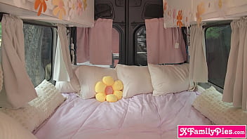 Preview 1 of Mulut Brengsek Wanita Cantik - Tiny stepsister teen Scarlet Skies shows off new van on a vlog