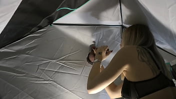 Preview 2 of Gangbang Bukake Creampie - Hot and Cute Babysitter in Sexy Lingerie gives a Big Cock in a Tent to make Precum Dripping