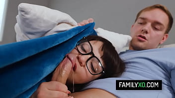 Preview 2 of Kayle Grey - Nerdy teen Mochi Mona getting her pussy banged by stepbrother and stepdad