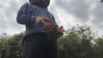 Preview 2 of Pinoy Rape Movie - Worker cum with watermelon.