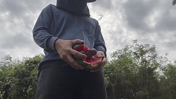 Preview 3 of Pinoy Rape Movie - Worker cum with watermelon.