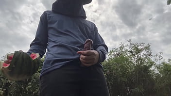 Preview 4 of Pinoy Rape Movie - Worker cum with watermelon.