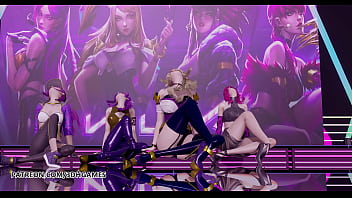 Preview 1 of Turkis Groping - [MMD] GirlsDay - Something Kpop Striptease Ahri Akali Kaisa Evelynn League of Legends KDA Cosplay Uncensored Hentai Cartoon 4K 60FPS