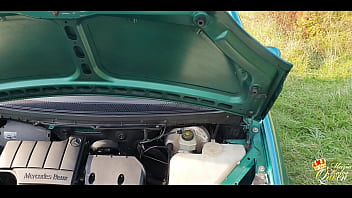 Preview 1 of Poopoo Fuck - Real Public Sex  when the Car Is Broken - Maria Kalos