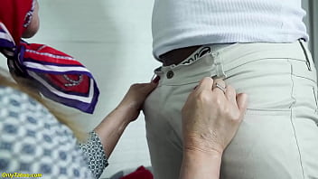 Preview 1 of Family Washroom Sex - horny grandma gets ass fucked by an electrician