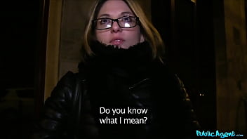 Preview 1 of Sis Incen - Public Agent French Babe in Glasses Fucked on a Public Stairwell