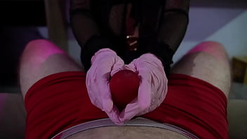 Preview 3 of Hot Indian Porny College - Pink Nurse gloves making him cum in his underwear