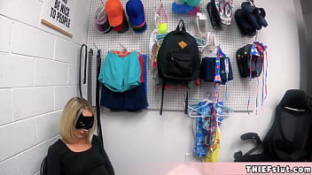 Preview 1 of Coleg Grils - Cute blonde employee dressed as catwoman and she took her role a but too serious