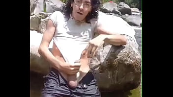 Preview 3 of Young Babes Tits - I played with my cock on river until I cum