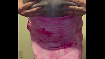 Preview 2 of Hentai English Dub Episode 1 - Man in Pink Dress Slowly Reveals His Bra,  Strips to His Bra and Panties,  then Cums Into Purple Panties