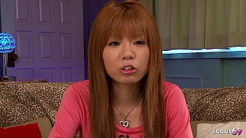 Preview 1 of O Pau N - Redhead Skinny Japanese Girl give intense POV Blowjob and cumplay after Cum in Mouth at Uncensored JAV in Japan