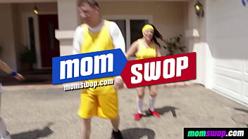 Preview 1 of Men Mouth Tall British - MomSwop - Step Moms Training with Their School Basketball Stepsons