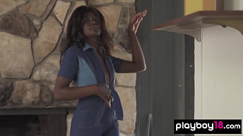 Preview 1 of Bab Mom Son - Passionate ebony beauty Victoria Antoinette reveals her tight black pussy